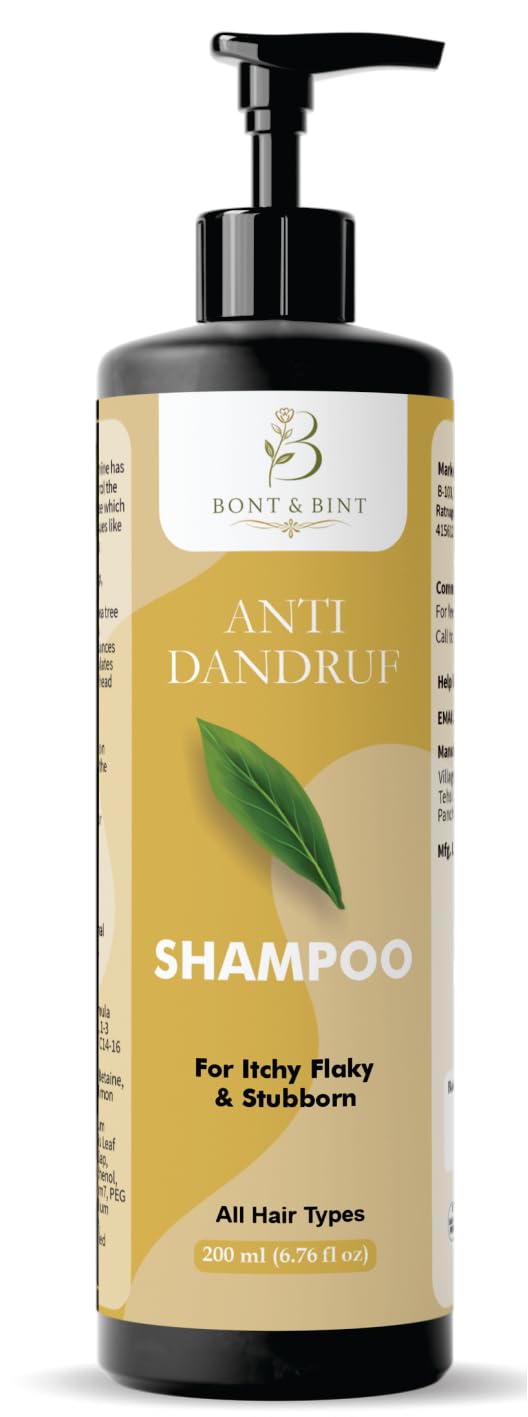 BONT & BINT Anti Dandruff Shampoo for Itchy & Flaky Scalp, Cleansing Formula for Freshness, Smoothness & Scalp Care, Daily Use for All Hair Types, 200ml