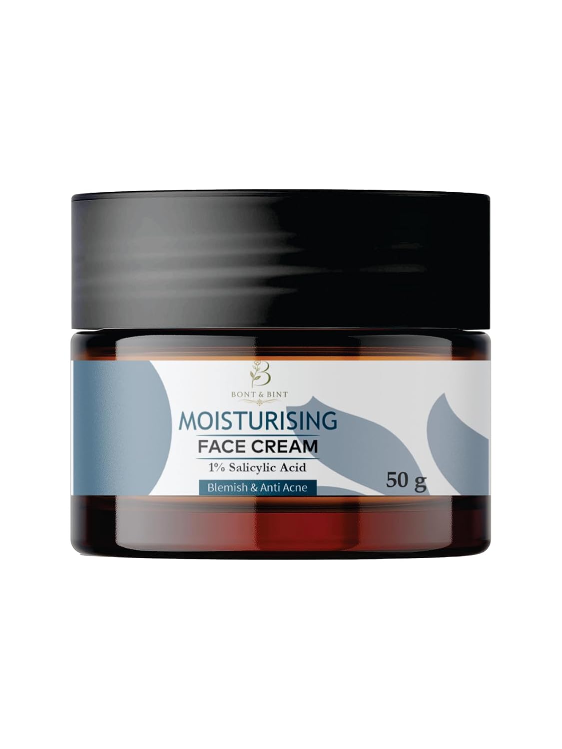 BONT & BINT Moisturising Face Cream with 1% Salicylic Acid for Blemish-Prone Skin, Lightweight Hydrating Anti Acne Face Moisturizer for Oil Control & Smooth Skin Texture, 50g