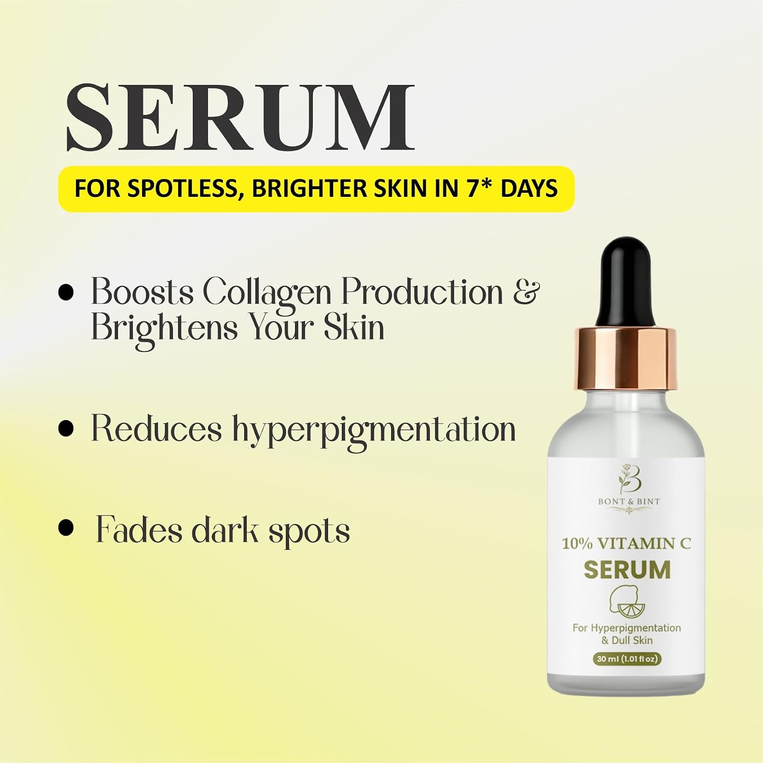 10% Vitamin C Face Serum for Brightening & Uneven Skin Tone, Antioxidant Facial Serum for Dull Skin & Dark Spots, Lightweight Hydrating Glow Serum for Daily Skincare, 30ml
