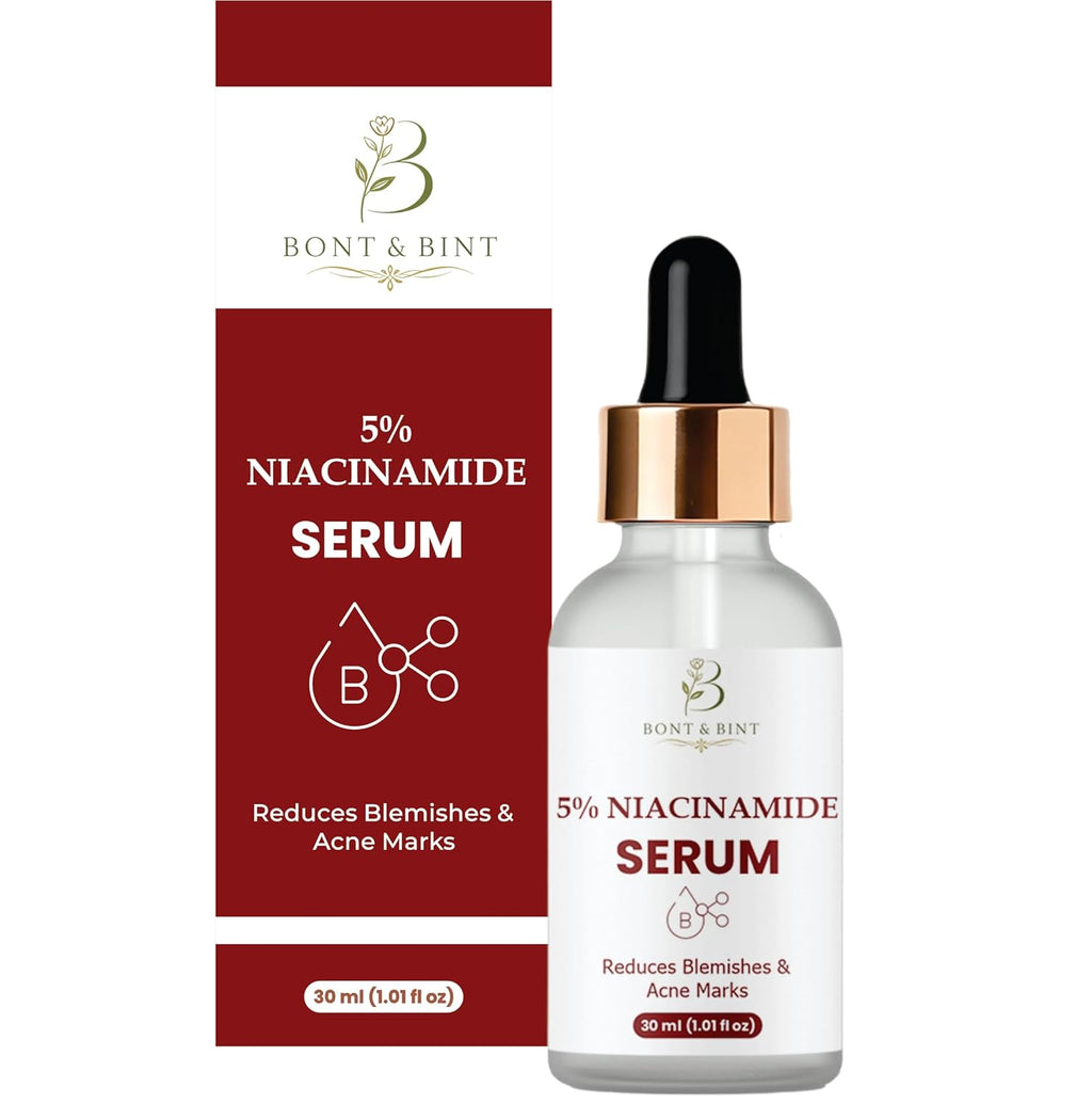 BONT & BINT 5% Niacinamide Face Serum for Blemish-Prone Skin & Uneven Tone, Lightweight Oil Control & Pore Minimizing Serum for Smooth Texture & Radiant Skin, 30ml