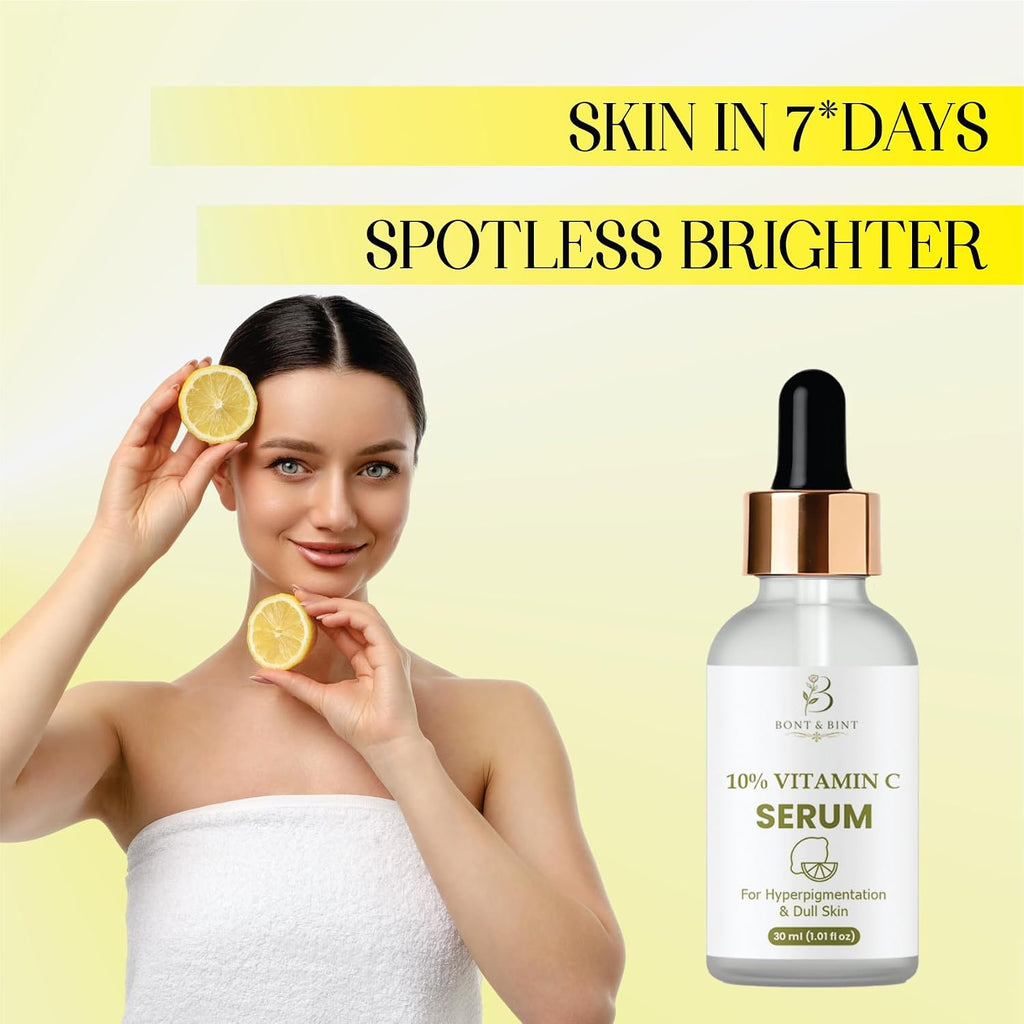 10% Vitamin C Face Serum for Brightening & Uneven Skin Tone, Antioxidant Facial Serum for Dull Skin & Dark Spots, Lightweight Hydrating Glow Serum for Daily Skincare, 30ml